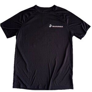 US Marines Performance T-Shirt Black Short Sleeve Athletic Tee Mens Size M